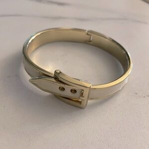 My Daily Styles Fashion Alloy Yellow Gold-Tone White Belt Buckle Bangle Bracelet
